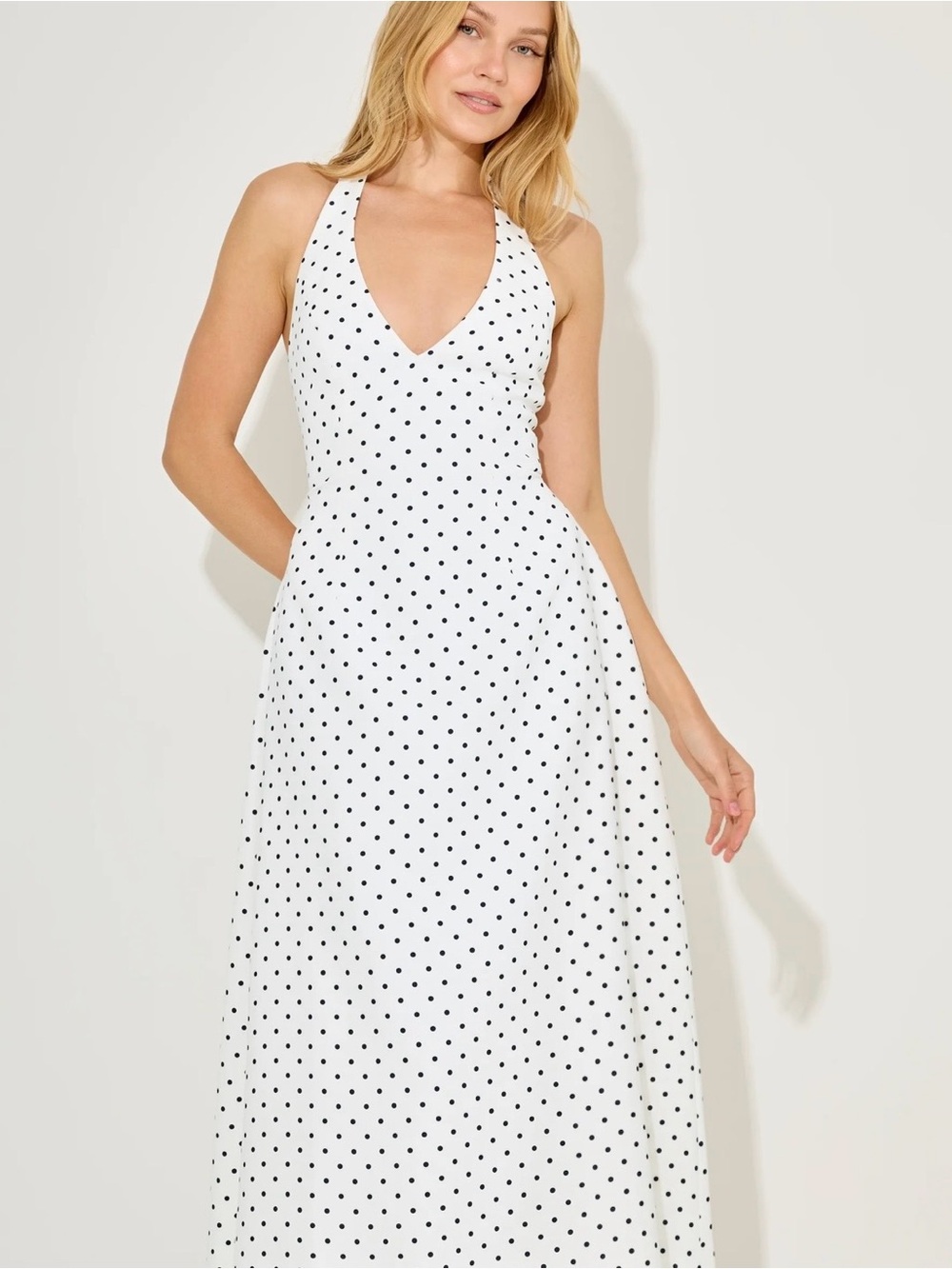 Odd Muse Volume Midi Dress, Dark Navy Polka Dots, worn once, M or size 6 - Picture 5 of 7